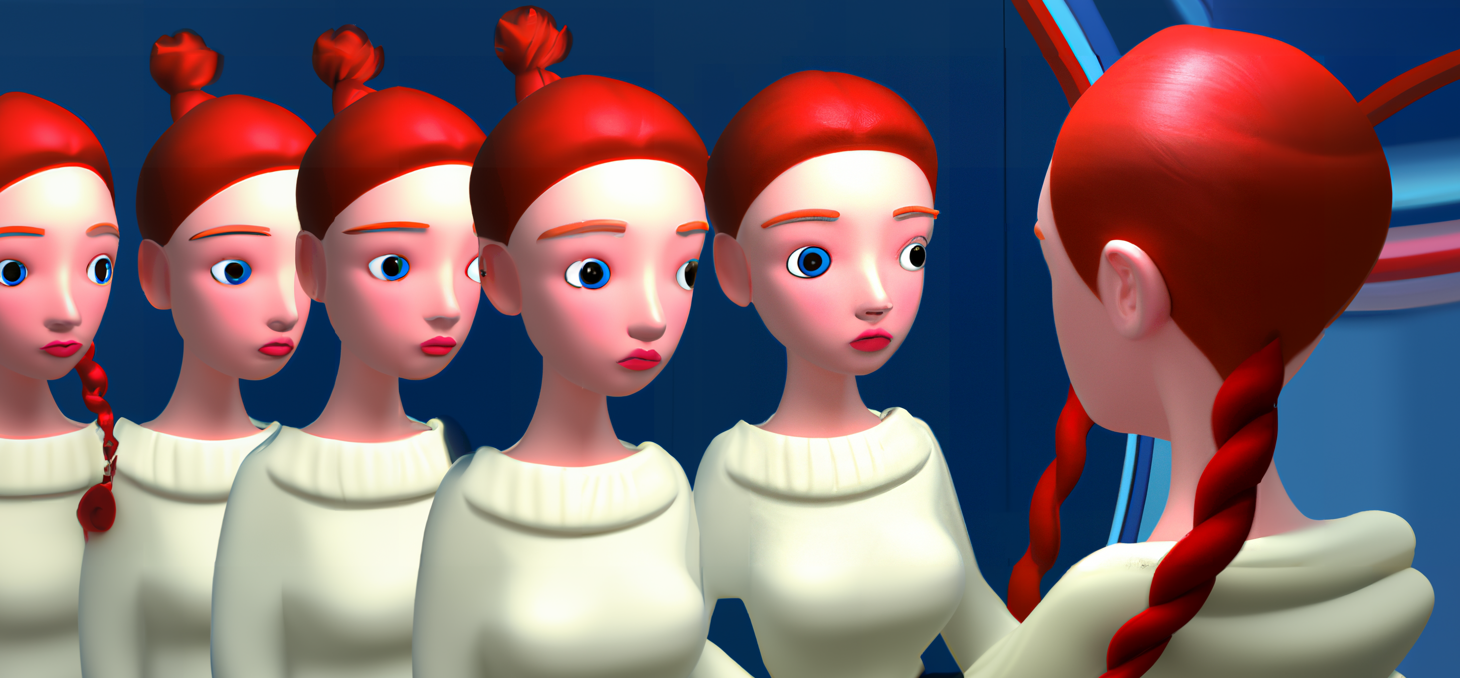 Holly Herndon & Mathew Dryhurst (Holly Herndon Clones in a 3D animation style produced with DALL·E 2) 